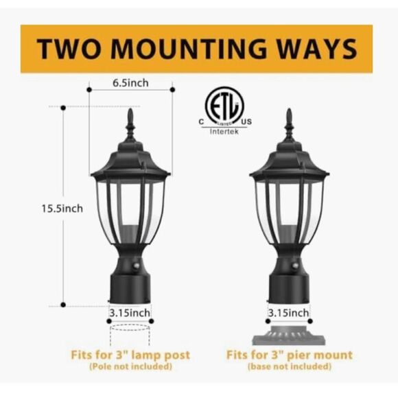 Lamomo Dusk-to-Dawn Outdoor Post Light – NIB | Waterproof LED Exterior Lamp - Picture 5 of 5